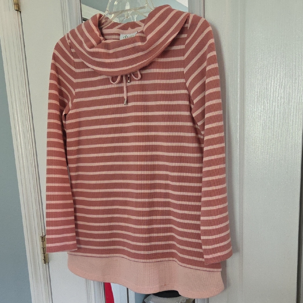 Active USA Rose Striped Cowl Neck Sweater